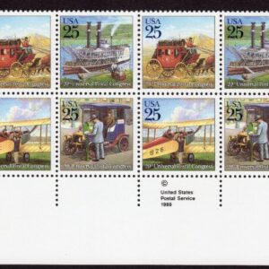 Scott #2437a 20th Universal Postal Congress Plate Block of 16 Stamps MNH LL
