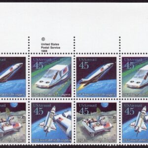 Scott #c125a (c122-25) Futuristic Mail Delivery Plate Block of 16 Stamps MNH UR