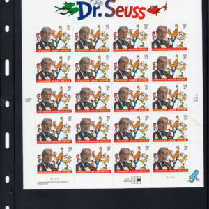 Scott #3835 Dr. Seuss Sheet of 20 Stamps in VARIO page - MNH