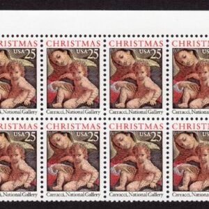 Scott #2427 Christmas Madonna (Carracci) Plate Block of 20 Stamps - MNH Top MPF