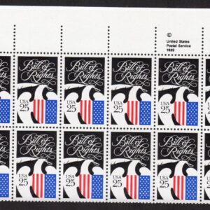 Scott #2421 Bill of Rights Plate Block of 20 Stamps - MNH UL