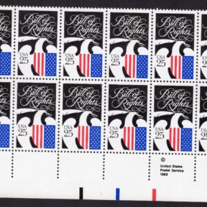 Scott #2421 Bill of Rights Plate Block of 20 Stamps - MNH LL
