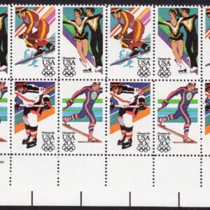 Scott #2070a (2067-2070) 1984 Winter Olympics Plate Block of 20 Stamps - MNH LR