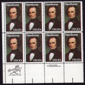 Scott #2047 Nathaniel Hawthorne Zip Block of 8 Stamps - MNH