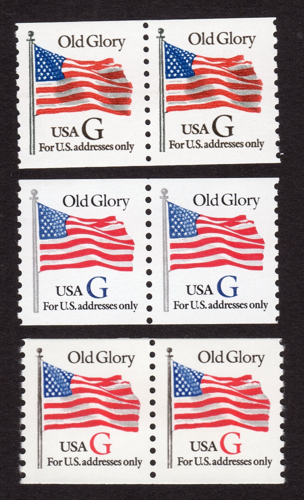 Scott #2889-2890-2891 Old Glory Pair of Coil Stamps - MNH