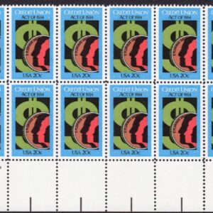 Scott #2075 Credit Union Act Plate Block of 20 Stamps - MNH P#122222 LR