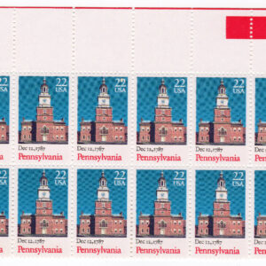 Scott #2337 Pennsylvania (Strip) Plate Block of 20 Stamps - MNH UR