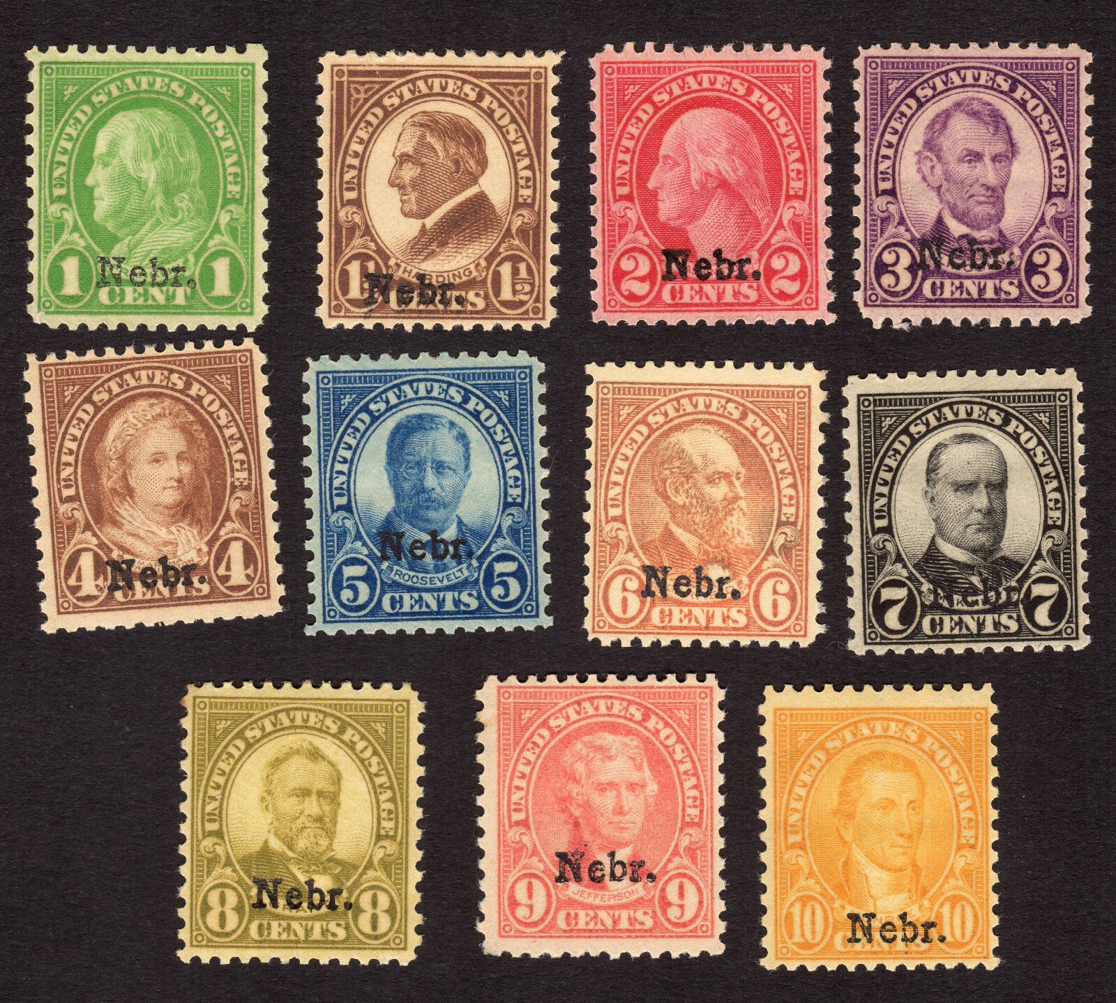 Scott #669-679 Nebraska Overprint Single Stamps - MNH