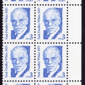 Scott #2170 Dr. Paul Dudley White Plate Block of 20 Stamps - MNH P#1 UR