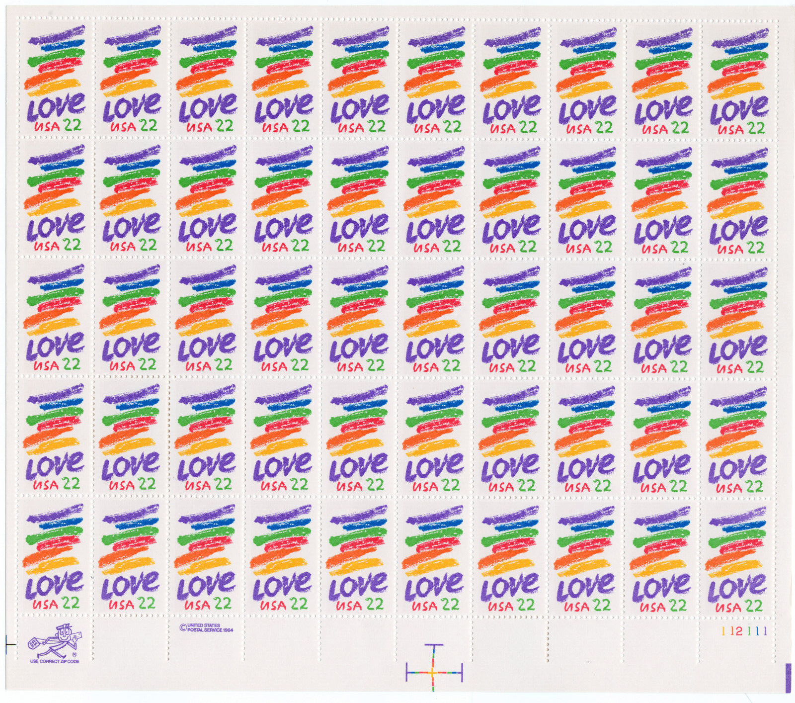 Scott #2143 Love Crayons Sheet of 50 Stamps - MNH