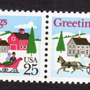 Scott #2400 Sleigh Winter Scene Pair of Stamps - MNH