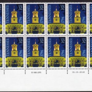 Scott #3070 32c Tennessee Plate Block of 20 Stamps - MNH Bottom LL