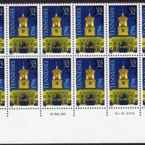 Scott #3070 32c Tennessee Plate Block of 20 Stamps - MNH Bottom LR