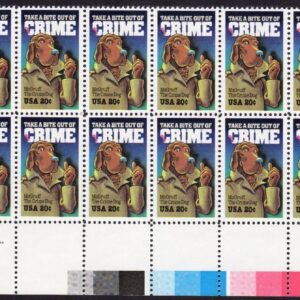 Scott #2102 McGruff CrimeDog Plate Block of 20 Stamps - MNH LR