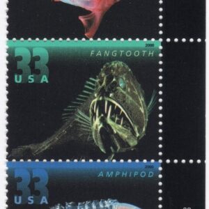 Scott #3443a (3439-3443) Deep Sea Creatures Plate # Strip of 5 Stamps MNH Right