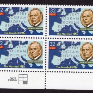 Scott #3141 The Marshall Plan Plate Block of 8 Stamps - MNH P#P2222-1 Bottom