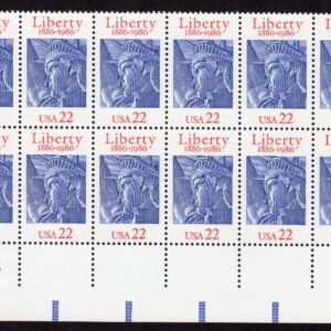 Scott #2224 Statue of Liberty Plate Block of 20 Stamps - MNH LR