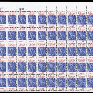 Scott #2224 Statue of Liberty 22¢ Sheet of 50 Stamps - MNH P#1 UR