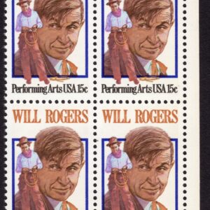 Scott #1801 Will Rogers Block of 4 Stamps - MNH Corner