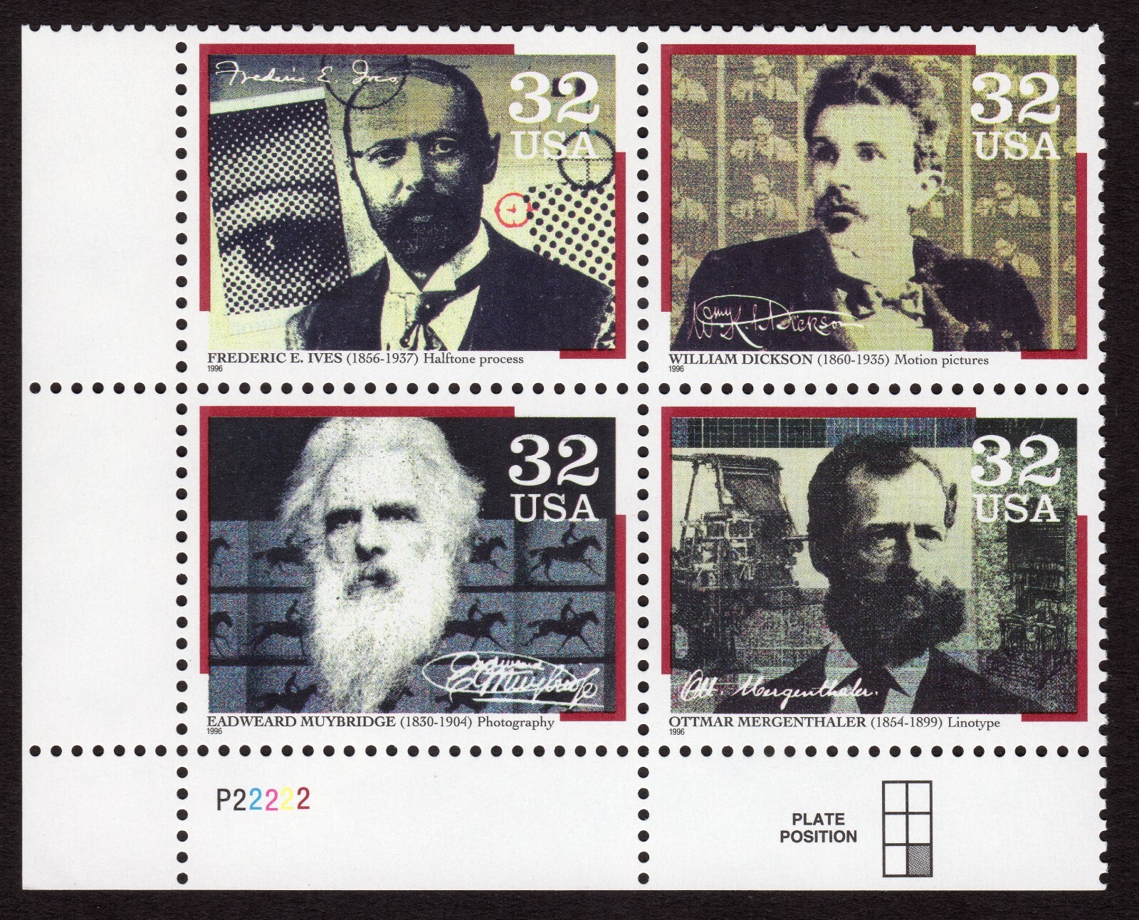 Scott #3064a Pioneers of Communication Plate Block of 4 Stamps - MNH