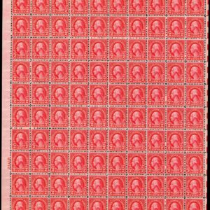 Scott #634 George Washington Sheet of 100 Stamps - MNH P#21418 Normal EE