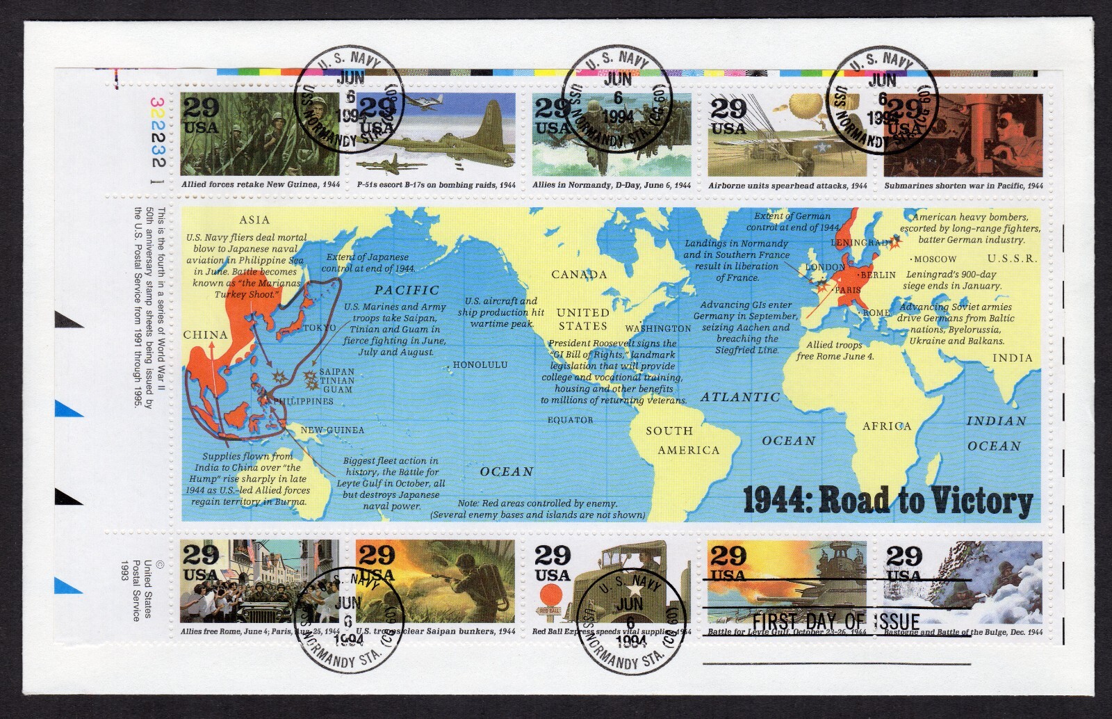 Scott #2838 WW2 1944 (06/06/1994) FDC USS Normandy Station CG 60