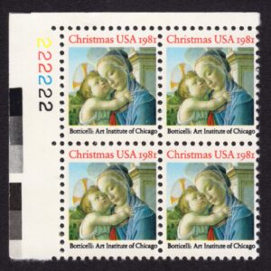 Scott #1939 Madonna (Botticelli) Plate Block of 4 Stamps - MNH P#222222