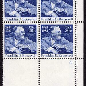 Scott #1950 Franklin D. Roosevelt Plate Block of 4 Stamps - MNH P#4 LR