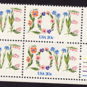 Scott #1951 Love Flowers Plate Block of 4 Stamps - MNH LR