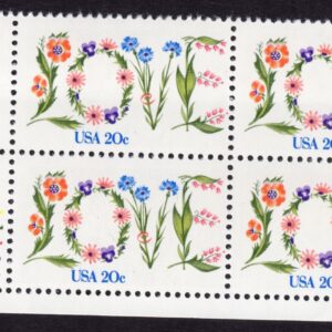 Scott #1951 Love Flowers Plate Block of 4 Stamps - MNH LL