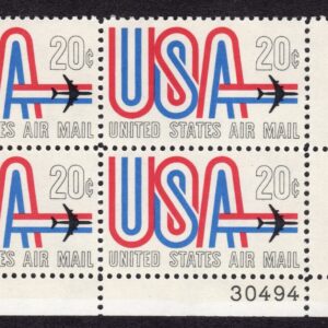 Scott #c75 USA Jet Airmail Plate Block of 4 Stamps - MNH P#30494 LR