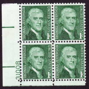 Scott #1278 Thomas Jefferson Plate Block of 4 Stamps - MNH P#31008 LL