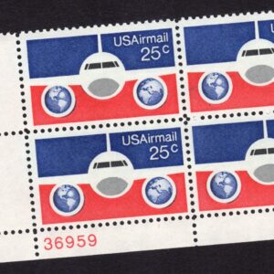 Scott #c89 Plane, Globes and Flags Plate Block of 4 Stamps -MNH P#36959 LL