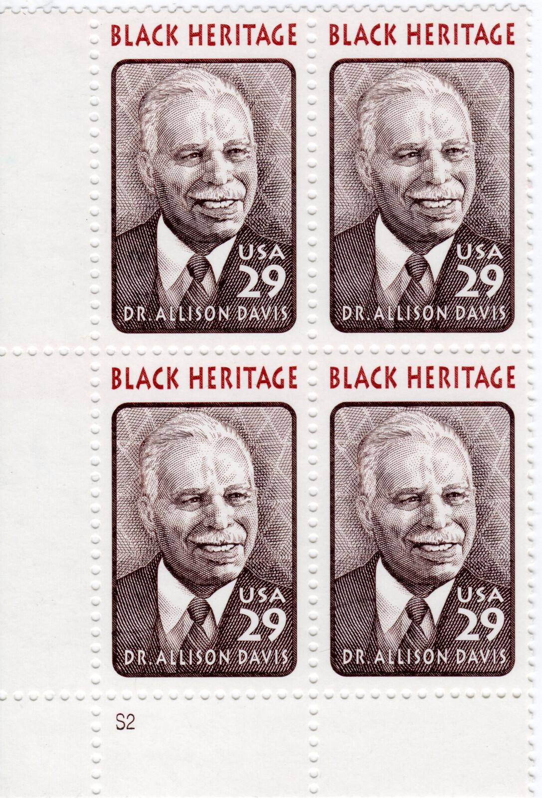 Scott #2816 Dr. Allison Davis (Black Heritage) Plate Block of 4 Stamps - MNH