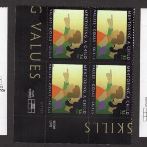 Scott #3555a-3556-3557 Sports Mentoring Hughes Plate Block of 4 Stamps - MNH