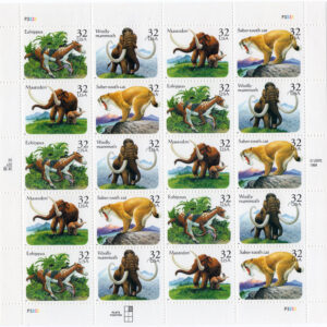 Scott #3080a (3077-3080) Prehistoric Animals Sheet of 20 Stamps - MNH