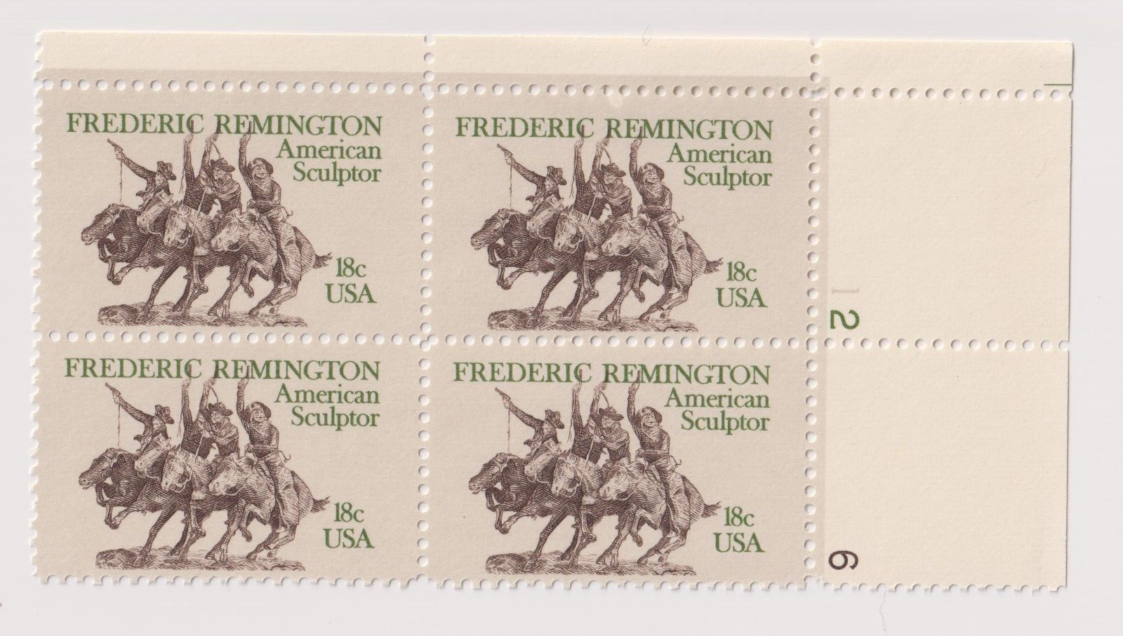Scott #1934 Frederic Remington Plate Block of 4 Stamps - MNH