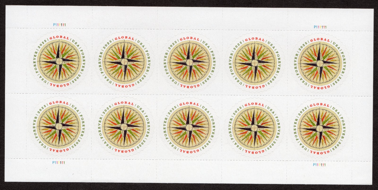 Scott #5956 Compass Rose Sheet of 10 Global Forever Stamps - MNH In Stock