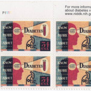 Scott #3503 Diabetes Plate Block of 4 Stamps - MNH