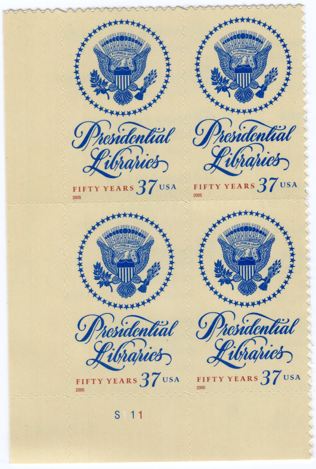 Scott #3930 Presidential Libraries Plate Block of 4 Stamps - MNH
