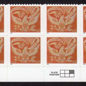 Scott #3646 Eagle Coverlet Plate Block of 8 Stamps- MNH Bottom