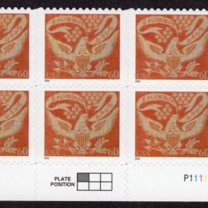 Scott #3646 Eagle Coverlet Plate Block of 6 Stamps- MNH LR