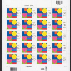 Scott #3658 Wedding Love Sheet of 20 Stamps- MNH Position B2