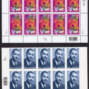 Scott #3500-3501 Chinese New Year Snake Roy Wilkins Plate Block of 10 Stamps MNH