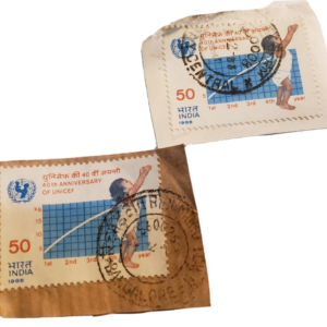 Stamp Asia India 1986 50p 40th Anniversary of UNICEF Growth Monitor Set of 2