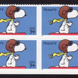 Scott #3507 - Peanuts Snoopy - Plate Block of 8 Stamps - MNH