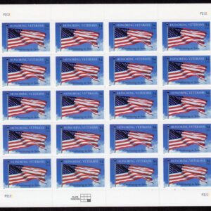 Scott #3508 US Flag Honoring Veterans Sheet of 20 Stamps - MNH P#P2222