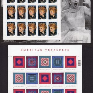 Scott #3523-3527a Lucille Ball Amish Quilt Sheet of 20 Stamps MNH
