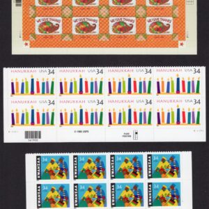 Scott #3546-3547-3548 Give Thanks Hanukkah Kwanzaa Plate Block of 8 Stamps MNH