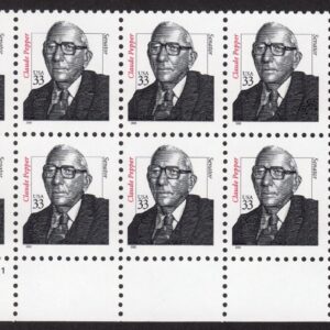Scott #3426 Claude Pepper (Senator) Plate Block of 10 Stamps - MNH Bottom